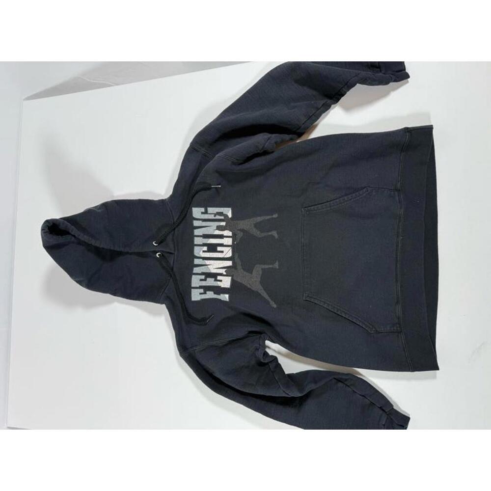 Black Fencing Graphic Hoodie Sweatshirt Size S